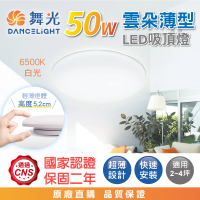 【DanceLight 舞光】50W 高光效 雲朵薄型吸頂燈LED 4-6坪(白光/自然光/黃光)