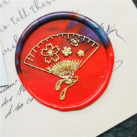 Japanese cherry fan seal wax stamp head of Retro Wood Stamp Sealing Wax Seal Stamp Wedding Decorative sealing Stamp wax seals