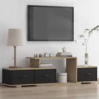 Modern TV Stand with 3 Fabric Drawers Wooden Finish Shelf Console Living Room TV Cabinet Wall Organizer Media Storage 65-Inch TV