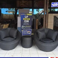 pabrik pengrajin sofa bulat rotan sintetis cocok untuk teras rumah & balkon villa hotel, apartement