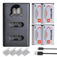 4x 1860mAh NP-BX1 NP BX1 Battery + LCD USB Charger with Type C for Sony DSC RX1 RX100 M3 M2 RX1R WX300 HX300 HX400 HX50 HX60