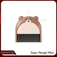 Sapu Mini Set Pengki Karakter Beruang Lucu Estetik Serokan Meja Belajar Pembersih Debu Mobil Kasur P