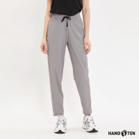【Hang Ten】女裝-恆溫多功能-TAPERED FIT冰絲涼感吸濕快乾彈性錐形機能長褲(銀灰)