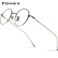 FONEX Pure Titanium Eyeglasses Frame Women Colorful Retro Round Glasses 2023 Vintage Eyewear DIG