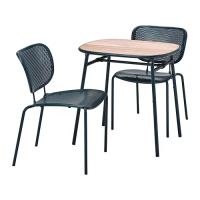 DUVSKÄR 桌及2長凳, 戶外用/黑藍色