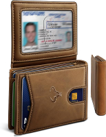 Bulliant men wallet slim leather wallet front pocket card holder gift for men 11 slots RFID blocking