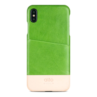 Alto iPhone Xs Max Metro 系列 6.5吋 皮革手機殼 - 萊姆綠/本色(iPhone 保護殼)