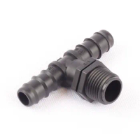 50pcs 1/2 Inch Male Thread Tee To DN16 Barbed Hose Connector Micro Irrigation Water Splitter Garden Watering System Pipe Fitting
