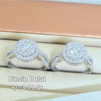 Cincin bulat tabur emas putih 750 kadar 17k sz15-3,37gr