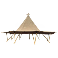 Waterproof Canvas Teepee for Outdoor Camping, Tipi Pyramid, Event Party Tent, Wedding Tent