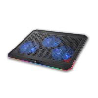 【e-Kit 逸奇】藍光三風扇靜涼透風鐵製網孔觸控幻彩RGB筆電散熱墊(CKT-K03)