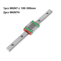 1pcs 100% Original HIWIN linear guide/rail MGN7 -L 100mm/200mm/300mm/400mm/500mm + 2pcs MGN7H Mini blocks for CNC parts MGNR7