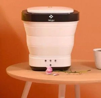 『升級版烘乾+紫外線殺菌』摩魚折疊洗衣機 XPB08-F2G (粉色)（一年保養) 小型洗衣機 衣物清潔機 內衣褲清洗機