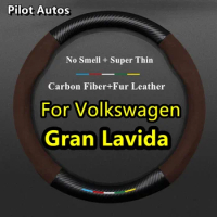 No Smell Thin Fur Leather Carbon Steering Wheel Cover For VW Volkswagen Gran Lavida 1.6 1.4TSI 230TSI 180TSI DSG 2013 2014 2015