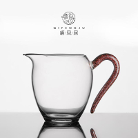 棲鳳居定制玻璃彩金把手公道杯高檔耐高溫玻璃公杯家用分茶器茶具