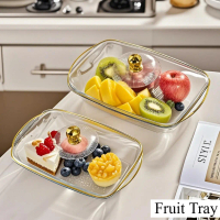 Buffet Food Tray with Cover Transparent Dessert Tray with Handle mangkuk hidangan lauk bertutup