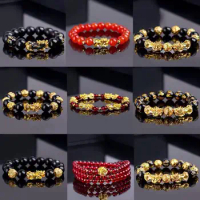 Brave Troops Beads PIXIU Bracelet for Women Men Obsidian Stone Beads Bracelet Bring Lucky Brave Wealth Feng Shui Bracelets Gift