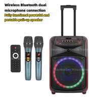 Powerful large capacity subwoofer wireless microphone outdoor karaoke square dance portable lever Bluetooth speaker sound system