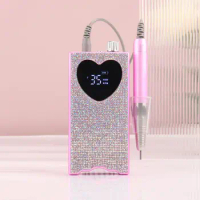 Nail Drill Machine Sparkly Electric Nail File for Acrylic Nails Cordless Portable Nail Drill Kit with Drill Bits Sanding Bands