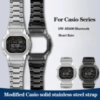 Modified Watch Strap Bezel for G-SHOCK Casio DW-H5600 DWH5600 Bluetooth Heart Rate Solid Stainless Steel Case Watch Band Chain