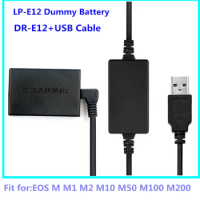 5V USB TO LP E12 LPE12 ACK-E12 DR-E12 Dummy Battery DC Power Bank USB Cable for Canon EOS M M2 M10 M50 M100 M200 M50 2