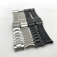 Seiko Mod Samurai King Watch Bracelet Stainless Steel 22mm Watch Strap Deployment Folding Buckle Solid Arc Ends Watch Band