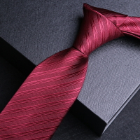 獵尚 酒紅色條紋領帶男士正裝襯衫領帶 工作結婚新郎領帶潮男領帶