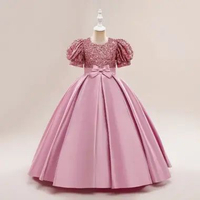 Dress Anak Perempuan Mewah Warna Hitam Pink Merah Hijau Biru Tua Biru Muda Ungu Gaun Pesta Panjang A