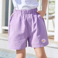 2024 Summer Kids New Girls Shorts Baby Thin Flower Short Pant Trousers Children's Korean Girls Style Casual Clothing 2-12Yrs