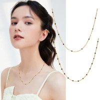 Fashion Epoxy Black White Millet Bead Necklaces, Gold Color Stainless Steel Epoxy Necklace Jewelry Accessory For Women Mom Girls