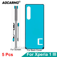 Aocarmo 5Pcs/Lot For SONY Xperia 1 III Front Display Screen LCD Adhesive Back Cover Rear Housing Sticker X1iii Glue Tape