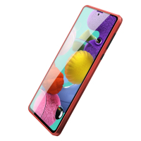 三星A51 4G 金屬透明全包覆磁吸雙面玻璃手機保護殼 A51手機殼 紅色款