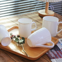 歐式鑲金邊陶瓷骨質瓷輕奢水杯奶杯咖啡杯馬克杯大容量家用開會