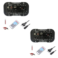 12V 24V Bluetooth Amplifier Board HIFI Bass Amplifier Board FM Subwoofer 30-120W For 10Inch Subwoofer Speaker Durable (EU Plug)