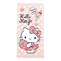 小禮堂 Hello Kitty 純棉割絨浴巾 兒童浴巾 純棉浴巾 身體毛巾 76x152cm (粉 草莓)
