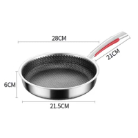 22/28/30CM Frying Pan Food Grade Non Stick Pan Honeycomb Pot Bottom Induction Cooker Gas Stove General Wok 316 Stainless Steel