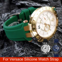 Rubber strap For Versace V-RACE DUAL series concave convex silicone watch strap accessories 24mm men's waterproof bracelet