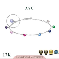 AYU Gelang Kaki Emas - 8 Candy Pop Chain Anklet Rainbow 17k White Gold 22-24cm