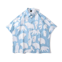 เสื้อเชิ้ตแขนสั้นสกีนลายหมีขาว Premium Hawaii summer Style คําแนะนําการขายที่ร้อนแรงในเดือนนี้
