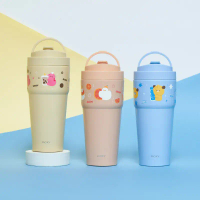 【WOKY 沃廚】《減塑環保》WOKY X dtto friends -[●●]渾圓杯雙層陶瓷750ml#香柚_Hoya-香柚_Hoya