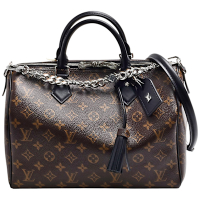 LV M12243 經典Speedy Soft 30 Dark印花帆布手提/肩背波士頓包(黑色)