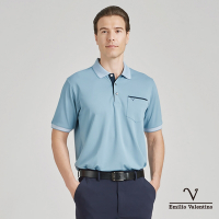 【Emilio Valentino范倫鐵諾】男裝吸排涼爽機能短袖POLO衫-藍(66-4V8129)