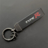 New Luxury Women Men Leather Car Keyring For Honda Civic Accord 7 Mugen Type R S Auto Keychain Key Ring Chain Accessories