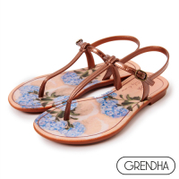 (夏日休閒推薦鞋)Grendha 莫內花園T字帶平底涼鞋-銅粉
