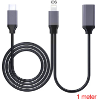 1 meter Lightning Extension cable Male to Female 8Pin Type-c USB C for iPhone iPad iPod Extension Cord Charging otg