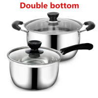 Stainless Steel pot Double Bottom Soup Pot Nonmagnetic Cooking Multi purpose Cookware Non stick Pan Gas cooker used pot hot pot
