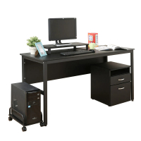 【DFhouse】頂楓150公分電腦辦公桌+主機架+活動櫃+桌上架-黑橡木色