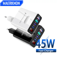 USB Type C Charger Fast Charging 45W Digital Display Mobile Phone Adapter Quick Charger 3.0 For iPhone Xiaomi 13 Huawei Samsung