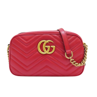 【二手名牌BRAND OFF】GUCCI 古馳 紅色 GG Marmont 肩背包 447632