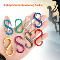 Aluminum Alloy S Type Carabiner with Lock Mini Keychain Hook Anti-Theft Outdoor Camping Backpack Buckle Key-Lock Accessories